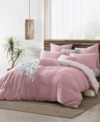 Ultra Soft Valatie Cotton Garment Washed Dyed Reversible 2 Piece Duvet Cover Set, Twin Xl - Rose, Blush