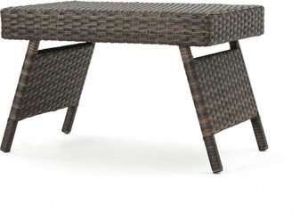 Thira Wicker Adjustable Folding Side Table - Mocha