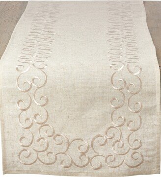 Saro Lifestyle Table Runner with Embroidered Border, 54 x 16