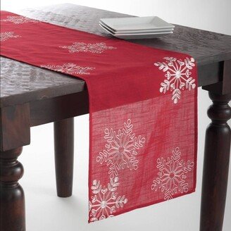 16x108 Snowflake Design Runner Red - Saro Lifestyle