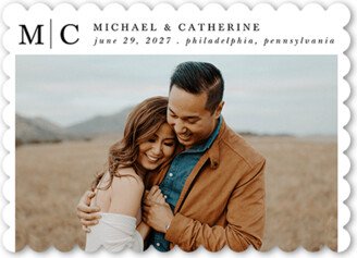 Save The Date Cards: Aligned Date Save The Date, White, 5X7, Matte, Signature Smooth Cardstock, Scallop