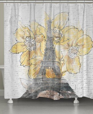 Daffodil Blooms Eiffel Tower Shower Curtain