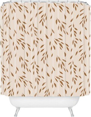 Kelli Murray Falling Leaves Shower Curtain Brown