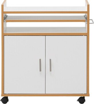 Rolling Kitchen Trolley Microwave Cart Storage Cabinet with Removable Shelf - 24 x 15.5 x 26.5