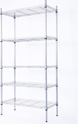 Rectangle Carbon Steel Metal Assembly 5-Shelf Storage Rack - Silver Grey