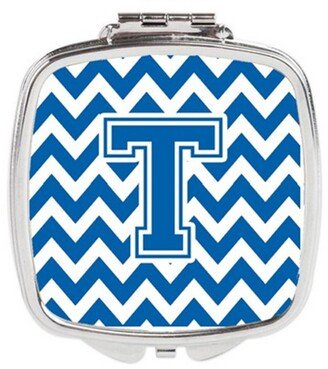 CJ1056-TSCM Letter T Chevron Blue & White Compact Mirror