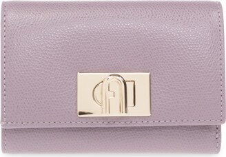 Leather Wallet With Logo - Purple