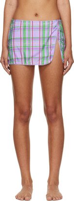 GUIZIO SSENSE Exclusive Purple Check Cover Up Skirt