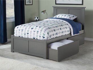 AFI Madison Twin Platform Bed with Footboard and 2 Drawers in Grey