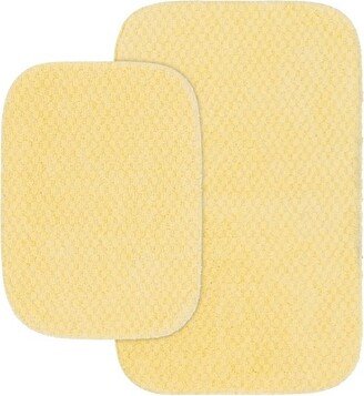 2pc Washable Nylon Bathroom Rug Set Yellow