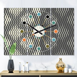 Designart 'Retro Geometrical Abstract Minimal Pattern V' Oversized Mid-Century wall clock - 3 Panels