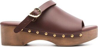Buckled Leather Clogs