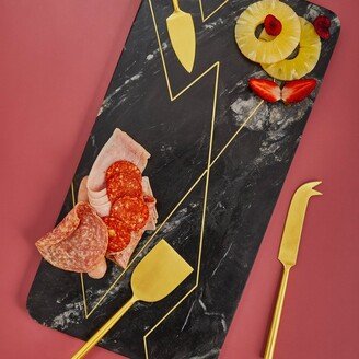 GAURI KOHLI Ambrosia Marble Serving Board With Knives-AA