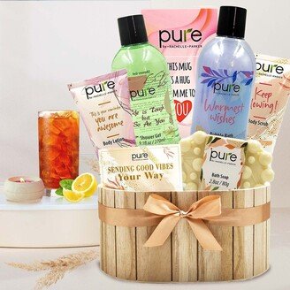 Pure Parker Good Vibes Gift Basket for Teens, Women 7pcs Get Well Soon Gifts for Women. Self Care Gift Set Birthday Home Spa Gift Package for Her