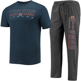 Men's Concepts Sport Heathered Charcoal, Navy Auburn Tigers Meter T-shirt and Pants Sleep Set - Heathered Charcoal, Navy