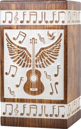 Handmade Rosewood Cremation Urn For Human Ashes - Personalized Wooden Funeral Handcrafted Guitar Burial Intaj-AA