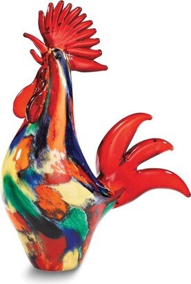 Curata Colorful Rooster Handcrafted Murano Style Glass Figurine