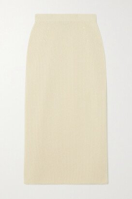 Davenport Zip-embellished Ribbed Cashmere Midi Skirt - Cream