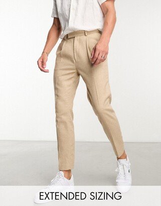 wedding tapered wool mix smart pants in tweed stone