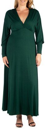 24seven Comfort Apparel Women's Plus Size Bishop Sleeves Maxi Dress