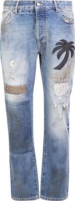 Palm Tree Patchwork Jeans