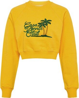 Casa tennis club embroidered cropped sweatshirt