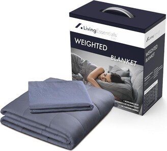 Living Essentials Weighted Blanket with Removable Cotton Duvet Cover 15 LBS 48''x72'' Twin Size, Grey