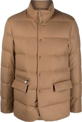 High-Neck Snap-Fastening Padded Jacket-AA