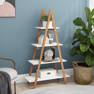 TiramisuBest Solid Bamboo A shape Ladder Display Bookshelf