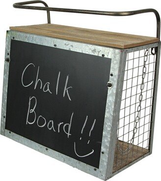 Wood & Metal Chalkboard Display Floating Shelf - 17.25 X 17.25 X 7.5 inches