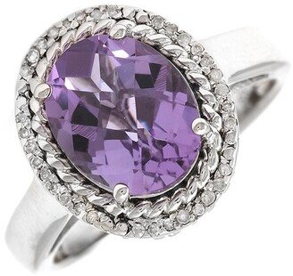 Gemstones Silver 2.79 Ct. Tw. Diamond & Amethyst Ring