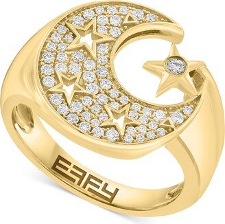 Diamond Moon & Stars Ring (1/3 ct. t.w.) in 14k Gold