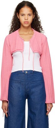 OPEN YY Pink Drawstring Cardigan