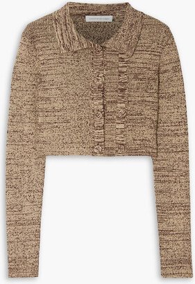 Cropped marled ribbed-knit cardigan