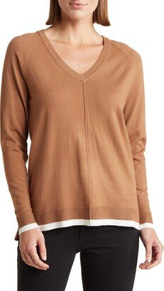 Tipped V-Neck Sweater