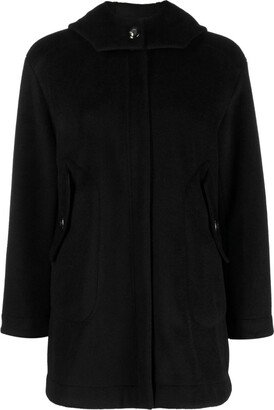 Logo-Embossed Buttons Hooded Coat