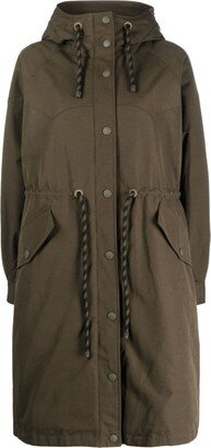 Long-Line Drawstring Parka Coat-AA