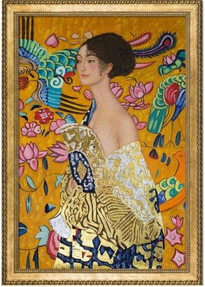 OVERSTOCK ART 'Lady With Fan' by Gustav Klimt Framed Oil Painting Reproduction