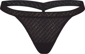 Logo Mesh Skimpy Thong | Onyx