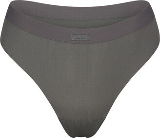 Smooth Rib Thong | Gunmetal