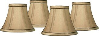 Springcrest Set of 4 Round Hardback Bell Lamp Shades Celia Tan Brown Small 3 Top x 6 Bottom x 5 High Candelabra Clip-On Fitting