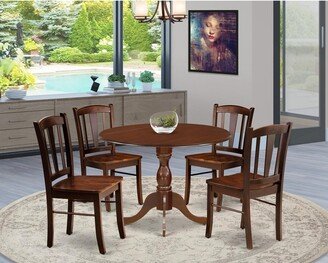 Mid Century Table Set Contains a Dining Table and Kitchen Dining Chairs - Black Finis-AZ