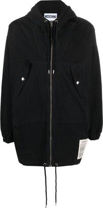 Logo-Patch Zip-Up Parka Coat