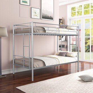 NOVABASA Metal Bunk Bed Twin Over Twin Sturdy Heavy Duty Bunk Beds with 2 Side Ladders,Space Saving,No Box Spring Needed,Silver