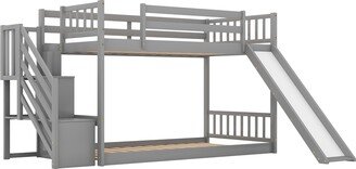 Twin over Twin Bunk Bed with Convertible Slide and Stairway