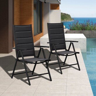 Outdoor Adjustable Folding Chair 2-Piece Set Patio Dining Chair With Cushion - N/A