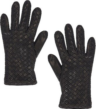 Soft Nappa Intreccio Gloves in Chocolate