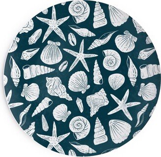 Salad Plates: Ocean Seashells - Blue And Cream Salad Plate, Blue