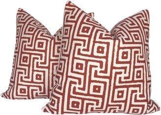 Pair Of 22 Greece Saffron Geometric Printed Pillow Covers