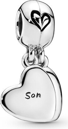 Sterling Silver Mother Son Heart Split Dangle Charm